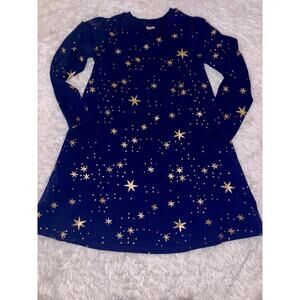 Hanna Andersson Girls Sz. 150 Blue Gold Star Design Dress. New W/ Out Tags.